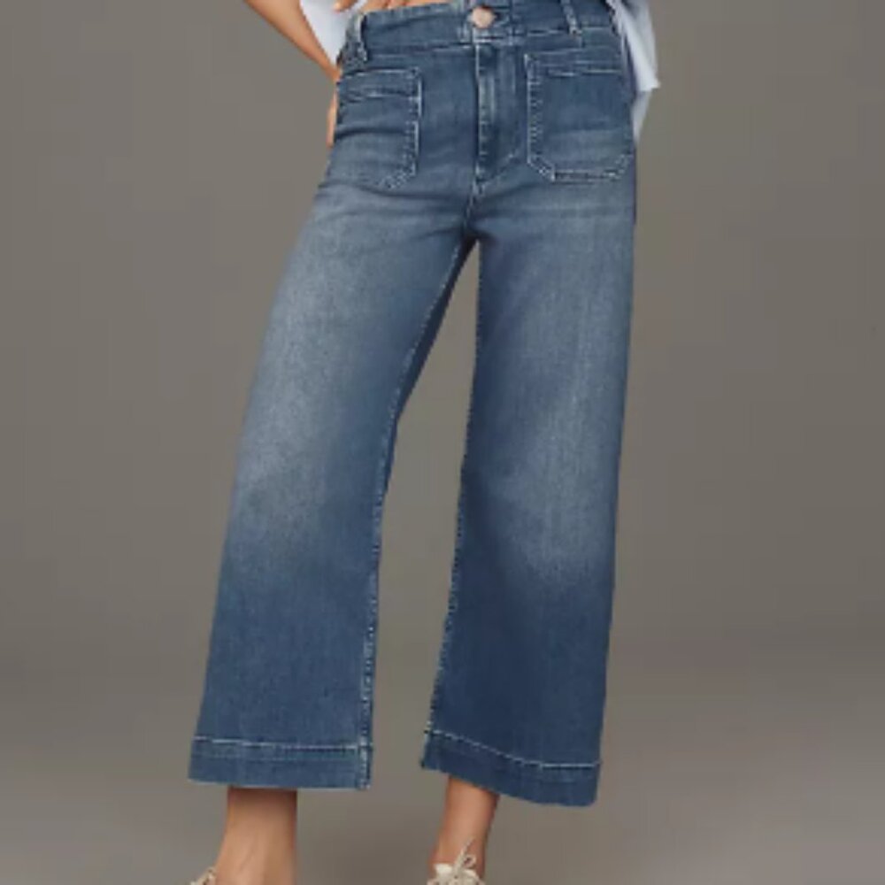 Anthropologie The Colette Crop High-Rise Wide-Leg Jeans by Maeve, Size 25